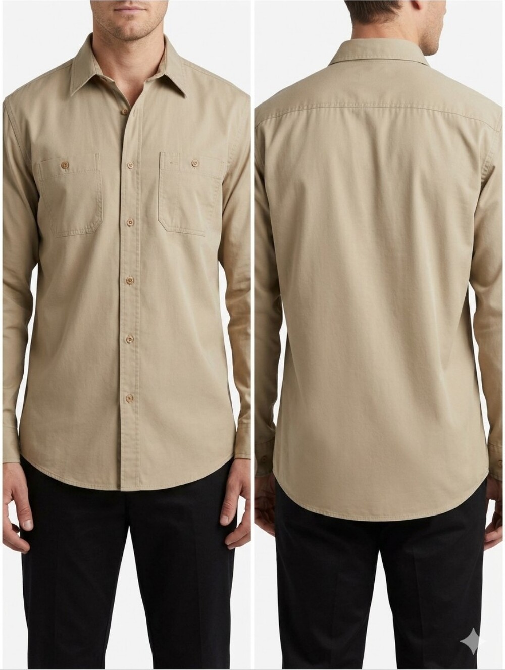Men's Casual Tan Button Down Shirt